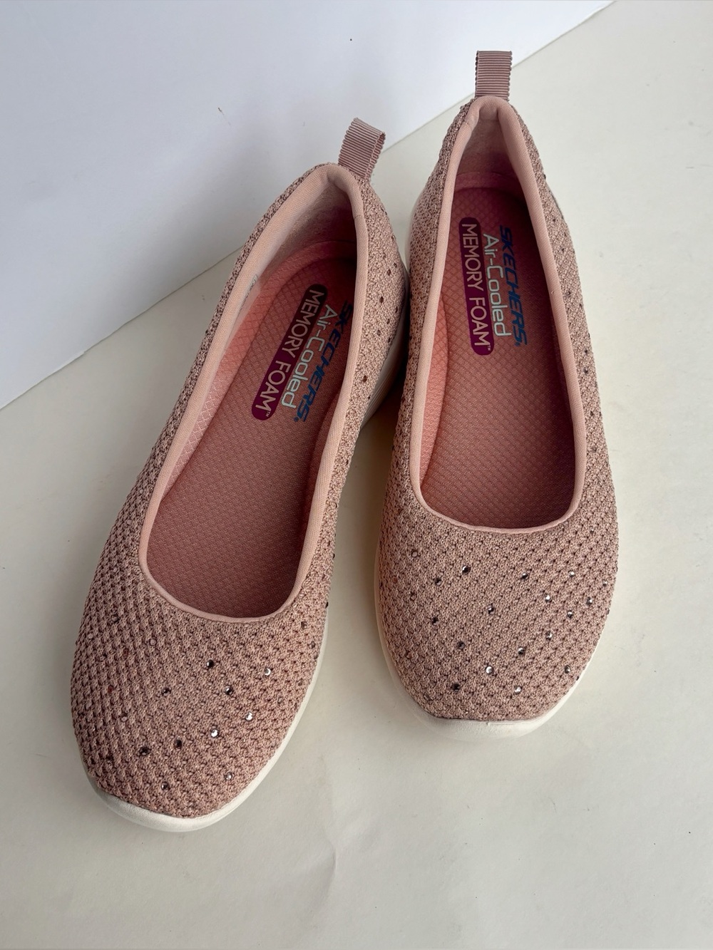 Skechers Girls Blush Pink Slip-On Memory Foam Ballet Flats